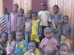 Kwembalazi Primary School – Group of children in front of 5 school&nbsp;toilets